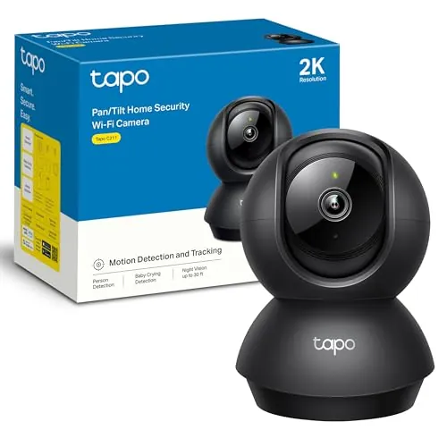 Tapo C211 - Cámara vigilancia WiFi Interior, 2K, 360°, Detección IA, Negro