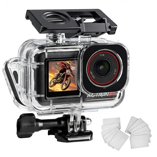 FitStill Carcasa impermeable para DJI Osmo Action 5 Pro/Action 4/Action 3, diseño de doble zapata fría, anillo de sellado grueso, lente de cristal óptico, carcasa DJI Action 5pro/4/3