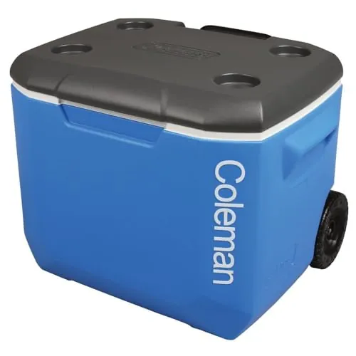 Coleman Performance 60QT Nevera pasiva con Ruedas | Mantiene el frío hasta 3 días | Nevera térmica 56 L | Nevera portátil con Ruedas y asa telescópica | Aislamiento de Espuma Completa