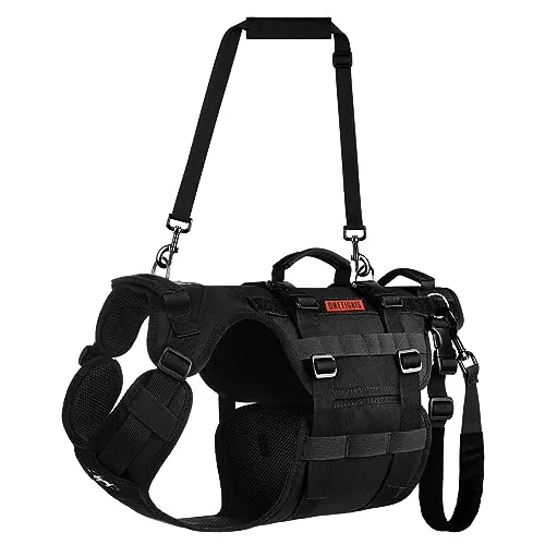 Arnés para perros OneTigris, Invictus arnés de soporte para perros medianos y grandes, ayuda para caminar ajustable con 3 asas para perros discapacitados, heridos o mayores, negro, XXL