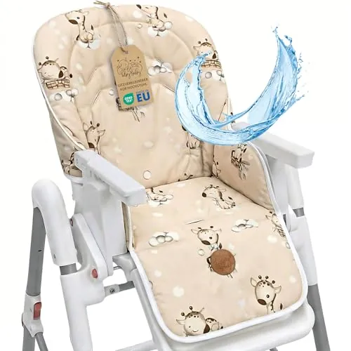 Cojín de trona reductor de asiento para bebé niños funda de asiento | funda para Chicco Polly Peg Perego tronas universal acolchado repelente al agua antideslizante duradero Jirafas