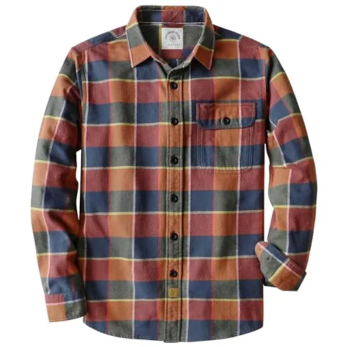 Dubinik® Camisa Franela Hombre 6oz Cuadros Manga Larga 100% Algodón | CláSsica, 2 Bolsos Com BotãO, Caneta; Macia E Quente Para Trabalho, Lazer Ou Festas; 100% AlgodãO, Flanela.
