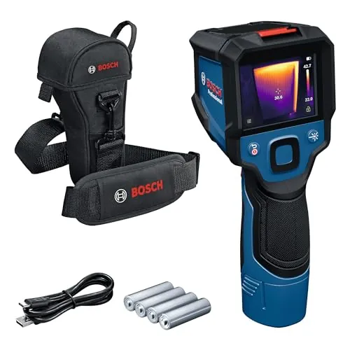 Bosch Professional Cámara térmica GTC 12V-450-13 (resolución de 256 x 192 px, de -20 °C a +450 °C, fuente de alimentación dual, adaptador, 4 LR6 AA de 1,5 V, funda, cable USB-C®, caja plegable)
