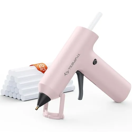 Tilswall Pistola Silicona Caliente Inalámbrica(2Ah) W106s Rosa 20 Barras