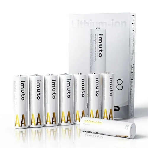 imuto 3600-IMU8AA - Pilas Recargables de Litio (8 Unidades, 1,5 V)