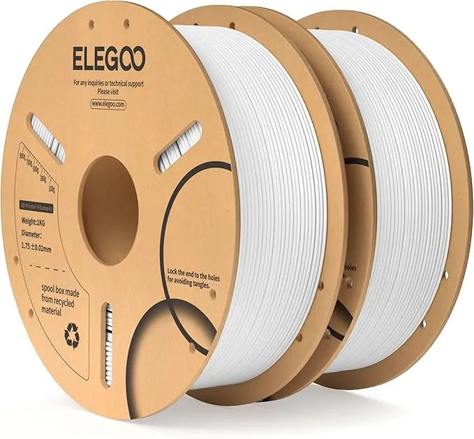 ELEGOO Filamento PLA 1.75 2KG Blanco, Filamento para Impresora 3D, Precisión Dimensional +/- 0.02mm, Carrete Filamento 3D,para Mayoría Impresoras 3D