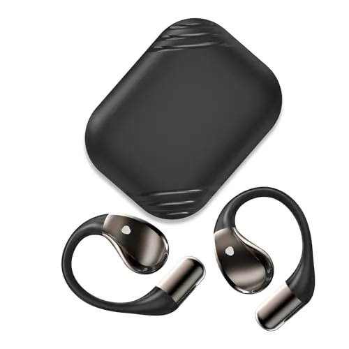 Auriculares Inalámbricos Bluetooth Open Ear, Sonido HiFi Estéreo con Gancho de Oreja, Pantalla LED, Impermeable IP7, Negro