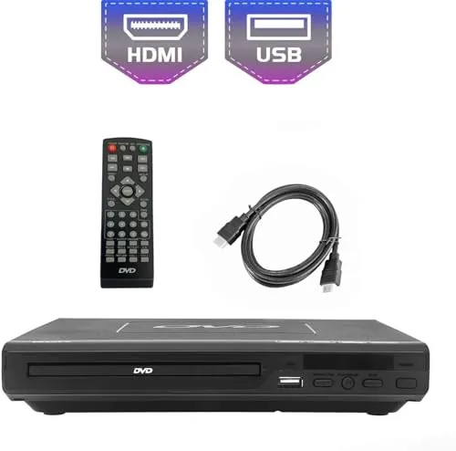 Reproductor de DVD KCR de 225 mm para TV, Aprendizaje en el hogar y Uso de Entretenimiento, Salida HDMI/AV, Entrada USB, con Control Remoto