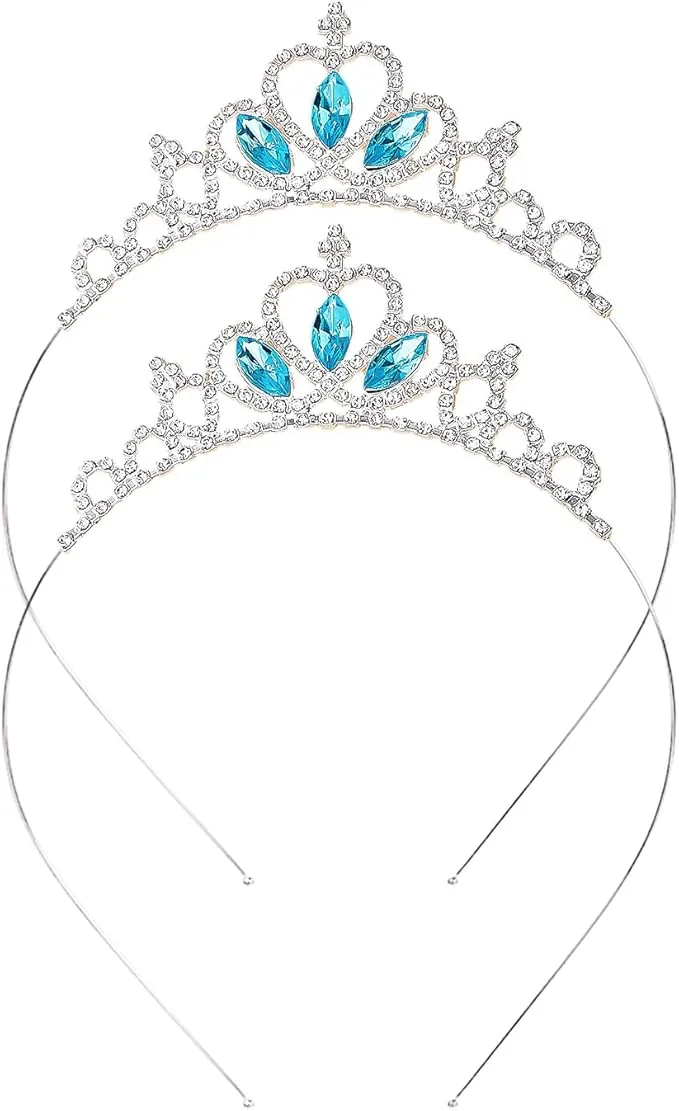 2 coronas de princesa, tiara de corona de niña, corona de cristal para niñas, accesorios de princesa, tiaras a juego para mujeres, niñas, cumpleaños, fiestas y bailes de graduación., talla única,