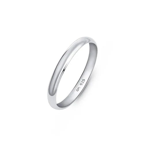 Amberta Alianza de Plata de Ley 925 para Mujer: Anillo para Boda en Plata Ley 925 2.5 mm para Mujer - Talla 15
