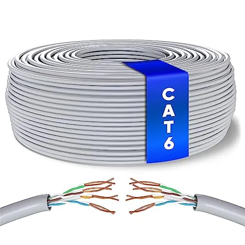 Mr. Tronic Granel Cable Ethernet Cat 6 De 100m, Bulk Cable de Red LAN Para Internet Rápida & Fiable - AWG24 Cat6 a Granel, 1 Gbps Internet 250 MHz UTP CCA (100 Metros, Gris)