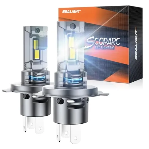 SEALIGHT H4 LED Light Bulbs 50,000LM 6500K Cool White 52W High Power Error Free, Lamps H4/9003 Original Size 1:1, Pack of 2