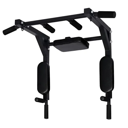 Barra dominadas pared entrenamiento en casa. Doble. Con Gancho para saco boxeo para gomas de entrenamiento. Múltiples agarres. Pull up, dorsales, espalda. Crossfit. Hasta 150kg. Tornillos incluidos..