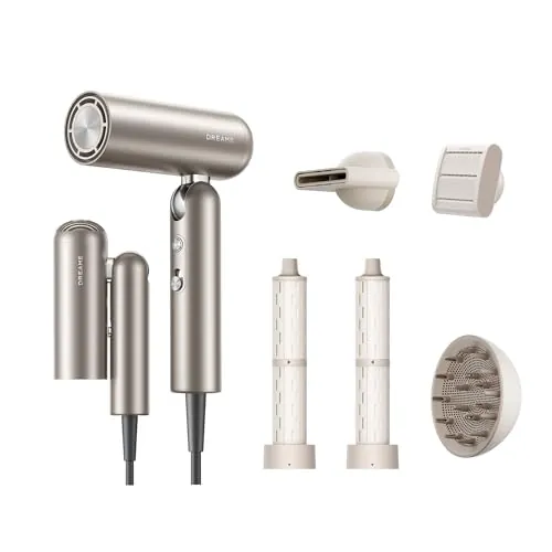 DREAME Pocket Pro Secador de Pelo de Alta Velocidad, 4 Boquillas, Plegable