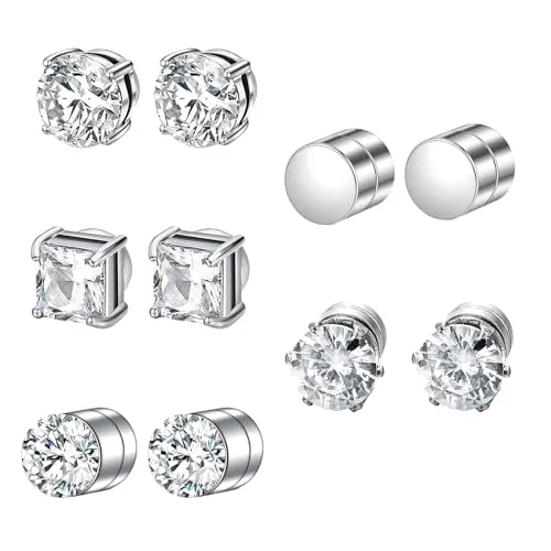 DMNQ 5 Pares Pendientes Iman Hombre - Pendientes Magneticos de Iman - 6 Mm
