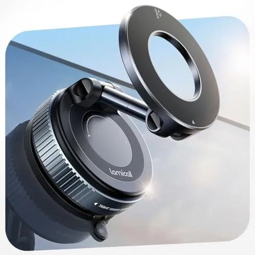 Lamicall Soporte Móvil Coche para MagSafe, Ventosa de Vacío & 360° Rotación
