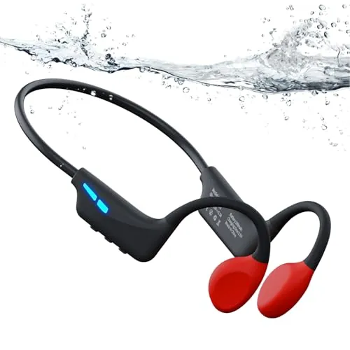 Auriculares Conducción Osea Natacion, 8GB MP3 Auriculares para Nadar Correr | Impermeable IPX8 para nadar correr, 28g Ultraligero para comodidad, Modos Bluetooth 6.0 y MP3, Material de silicona suave