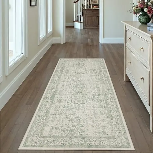 HUGEAR Alfombra Pasillo 60x180cm Verde Lavables en Lavadora