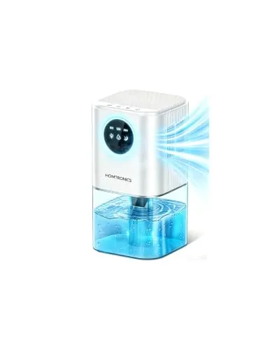 Homtronics Deshumidificador de Humedad 1700ML Silencioso | Compacto y de Bajo Consumo, Temporizador 24H, Modo de Sueño, Con 7 Luces de Color, para Dormitorios, Baño, Sótano -Blanco