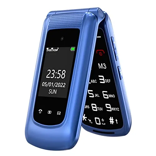 CHAKEYAKE Teléfono móvil para Personas Mayores sin Contrato,2G teléfono móvil Plegable con Teclas Grandes, con Pantalla a Color de 2,4 Pulgadas, botón de Llamada de Emergencia SOS