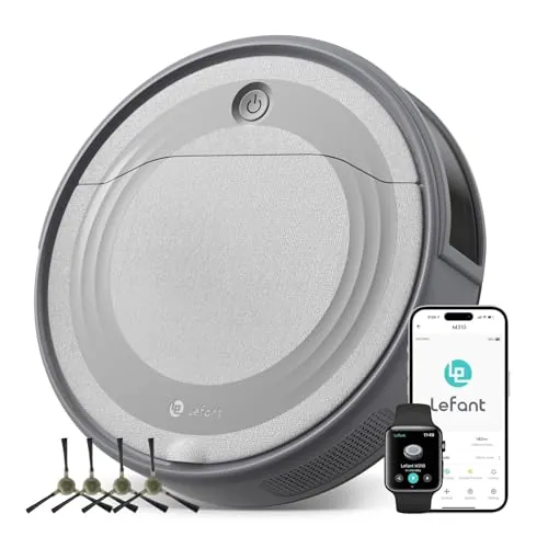 Lefant M310 Robot Aspirador, 4500pa Succión,180min Automático, Navegación Remota Precisión,6 Modos Robot Limpieza, Anticaída y Anticolisión,Ideal para Limpiar Pelo Mascotas, Suelos Duros