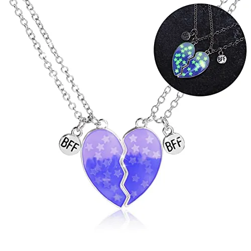 Pwsap Adorables BFF Collares para 2, Best Friends Collar con Colgante de Corazón con Luminoso, Collar de la Amistad, Joyería de Amistad para Niñas Amigas Hermanas Madre