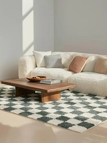 RugVista Chessie Alfombra, 200 x 300 cm, Verde/Off Blanco