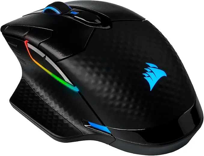 Corsair Dark Core RGB PRO, Ratón para Juegos Inalámbrico/Cable, Sensor Óptico de 18.000 PPP, Tiempo de Respuesta Rápido, Ocho Botones Programables, Retroiluminación Dinámica Multicolor, Negro