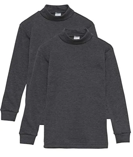Camiseta Térmica Interior Niños Cuello Medio Alto Semi Cisne Manga Larga Colores Lisos. Pack de 2 Camisetas (Gris, 4 años)