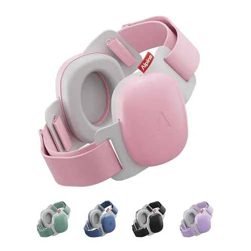 Alpine Muffy Baby Confort – Cascos Bebe Antiruido – Certificado CE & ANSI – Diadema Única Para Un Ajuste Seguro Y Cómodo – Protección Auditiva Ajustable Hasta 48 Meses – Atenuación De 24 dB, Rosa