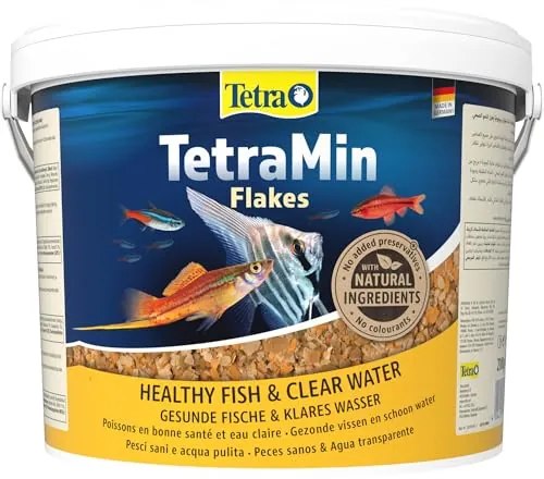 TetraMin Flakes - alimento en forma de escamas para todos los peces ornamentales, mezcla equilibrada para peces sanos y agua clara, cubo de 10 l