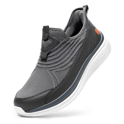FitVille Slip On Zapatillas Deportivas de Horma Ancha para Hombre Sin Cordones Zapatos Transpirables, Cómodas para Caminar y Correr Gris 42 EU X-Ancho