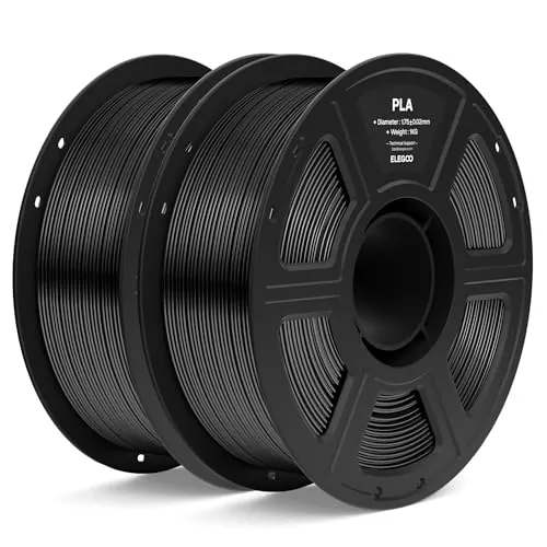 ELEGOO Filamento PLA 1.75 2KG Negro, Filamento para Impresora 3D, Precisión Dimensional +/- 0.02mm, Carrete Filamento 3D,para Mayoría Impresoras 3D