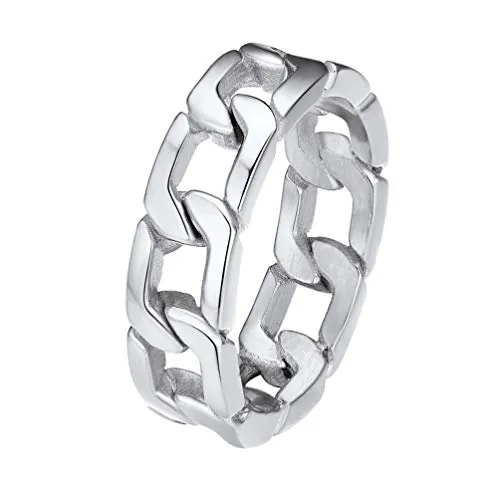 PROSTEEL Anillos de Cadenas Parar Girar, Spinner Anxiety Ring, Acero Inoxidable Platino