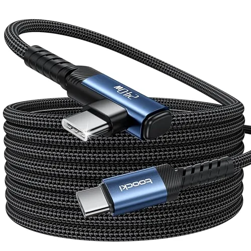 toocki Cable USB C a USB C 240W 2M, Carga Rápida PD3.1 y Transferencia 480Mbps, Nylon Cable Cargador Tipo C con Angulado para iPhone 17/16 Pro Max/15, MacBook Pro, iPad Pro/Air, Galaxy S25/S24, Azul