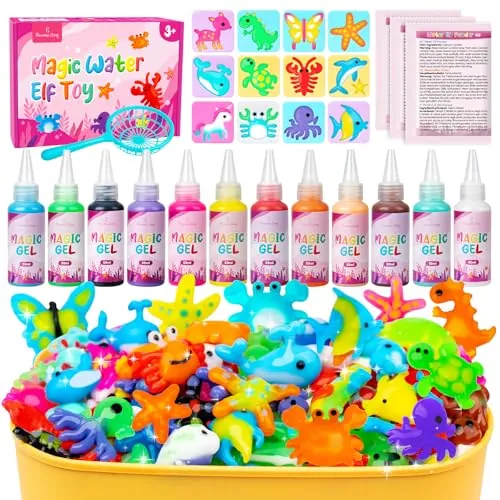 Eleanore's Diary Aqua Gelz Creative Set, Magic Water Elf, Regalos Niños | Kits de dibujo Niños, Aquagelz 3D Creative Set de Geles Mágicos Océano 12 Gel y 12 Formas, Juego Dibujo para Niños 5 6 7 8 9+