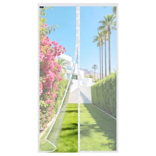 MYCARBON Mosquitera para Puerta 120x200cm Blanco Cierre Automático Mosquitera Puerta Magnetica Invisible Malla Ultrafina Instalar con Cinta Adhesiva para Dormitorio, Balcón