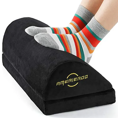 AMERIERGO Reposapiés ergonómico ajustable para oficina, reposapiés ajustable con alfombrilla antideslizante, adecuado para estudio/oficina/hogar