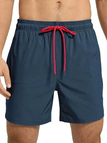 Arcweg Bañador Hombre 2 en 1 Bañador de Secado Rápido con Forro de Malla y Cordón de Ajuste para Playa Bañador Casual Impermeable para Piscina Verano Tela reciclada Azul Marino S(EU)