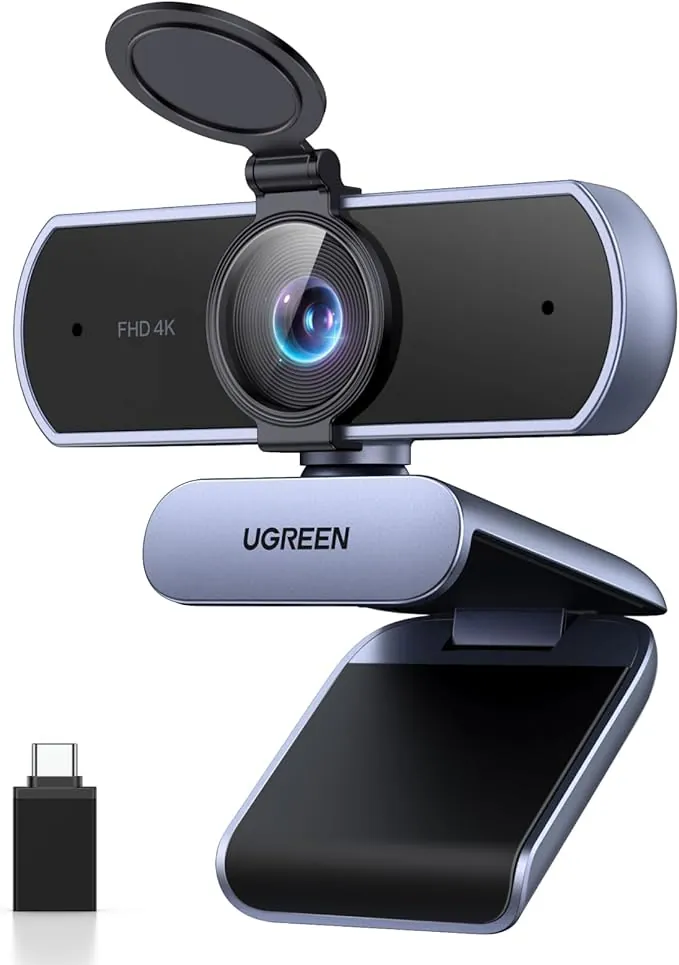 UGREEN Webcam 4K 30FPS Ultra HD USB Webcam Enfoque Automático Plug and Play para Windows MacOS Linux Streaming Youtube Skype Call Video Zoom Videoconferencia