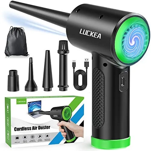 Aire Comprimido Limpieza PC - Soplador para Computadora con Luz LED, Potente 3 Velocidades, Plumero Eléctrico Teclado, Casa, Auto, Sustituto Compressed Air Duster