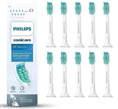 Philips Sonicare Cabezales Originales ProResults Standard para Cepillo de Dientes Eléctrico Sónico – Paquete de 10 unidades en Blanco (Modelo HX6010/32)