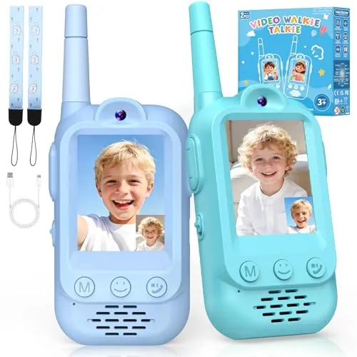 iKidiki Vídeo Walkie Talkie Niños Recargable, Juguetes Niños 3 4 5 6 7 8 Años Regalo Niño 3-8 Años Walky Talky Regalo Niño 3-8 Años Juegos Exterior para Niños Regalos de Pascua Cumpleaños