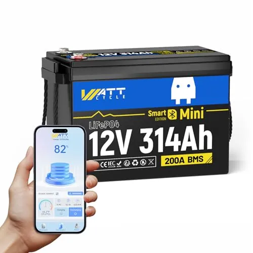 Bateria Lifepo4 12V 314Ah, 12V Batería de Litio 300Ah con Bluetooth
