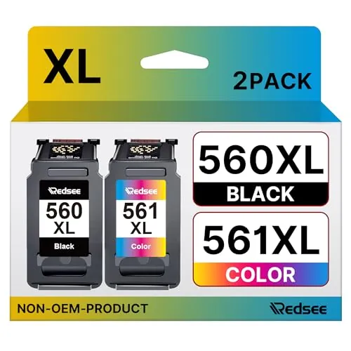 Redsee 560 XL 561 XL Cartuchos de Tinta Compatible Cartucho Tinta para Canon 560 y 561 XL PG-560XL CL-561XL para Canon Pixma TS7450 TS7451 TS5350 TS5351 TS5352 TS5353 (Negra y Color)