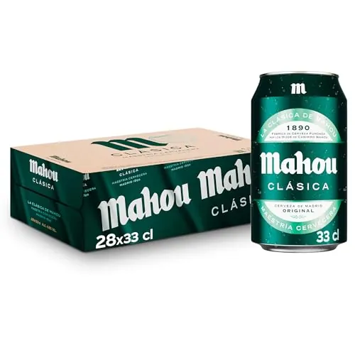 Mahou Clásica, Cerveza Lager Dorada, Pack 28 Latas x 33cl