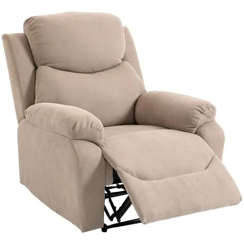 HOMCOM Sillón Reclinable de Salón Sillón Relax Manual 150° 120 kg Beige