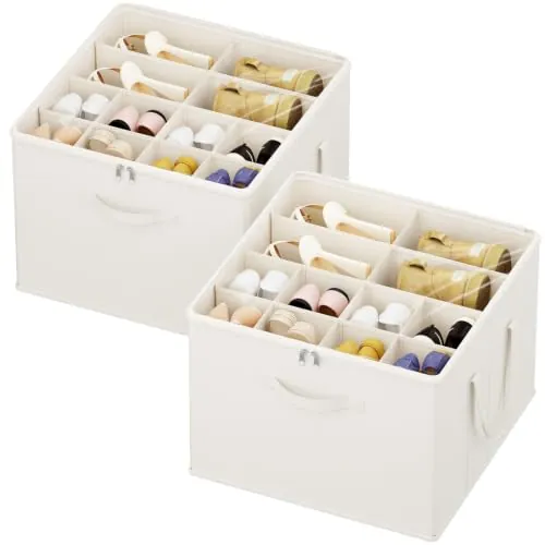 Lifewit Organizador Zapatos para Armario, Caja Almacenaje para 12-16 Pares con Tapa de PVC Transparente, Zapatero Plegable con Divisiones para Zapatillas y Botines, 43 x 43 x 31 cm, Blanco, 2 Piezas