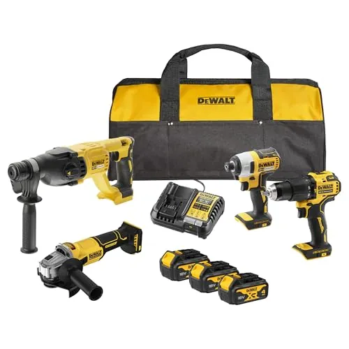 DEWALT kit combo 18V, 4 herramientas, 3 baterías 4Ah, DCK424M3-QW