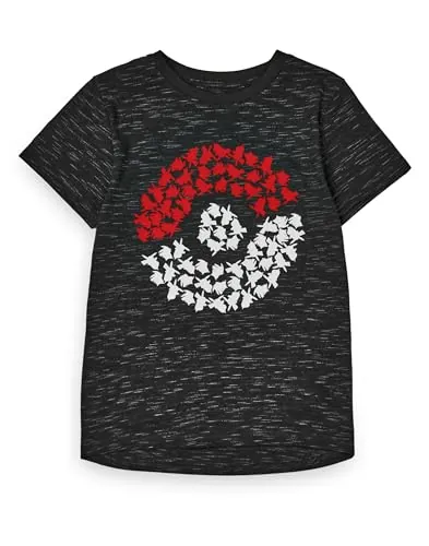 Pokémon Camiseta Pikachu Niño | Camiseta gráfica de Manga Corta Pokeball Character Gamer para niños en Gris carbón | Top Ropa Videojuegos clásicos para Adolescentes | Serie de TV TCG Película Anime